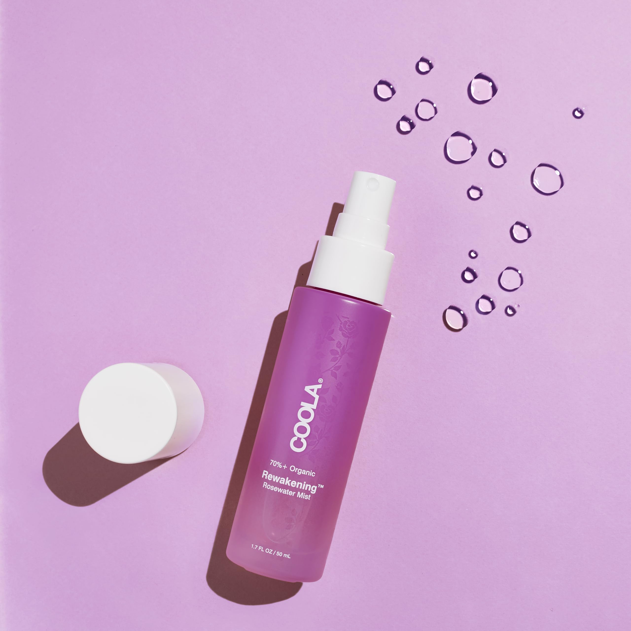 COOLA Organic Rewakening Rosewater Mist Face Spray, Dermatologist Tested Skin Barrier Protection with Ginseng & Green Tea Extract, Vegan and Gluten Free, 1.7 Fl Oz