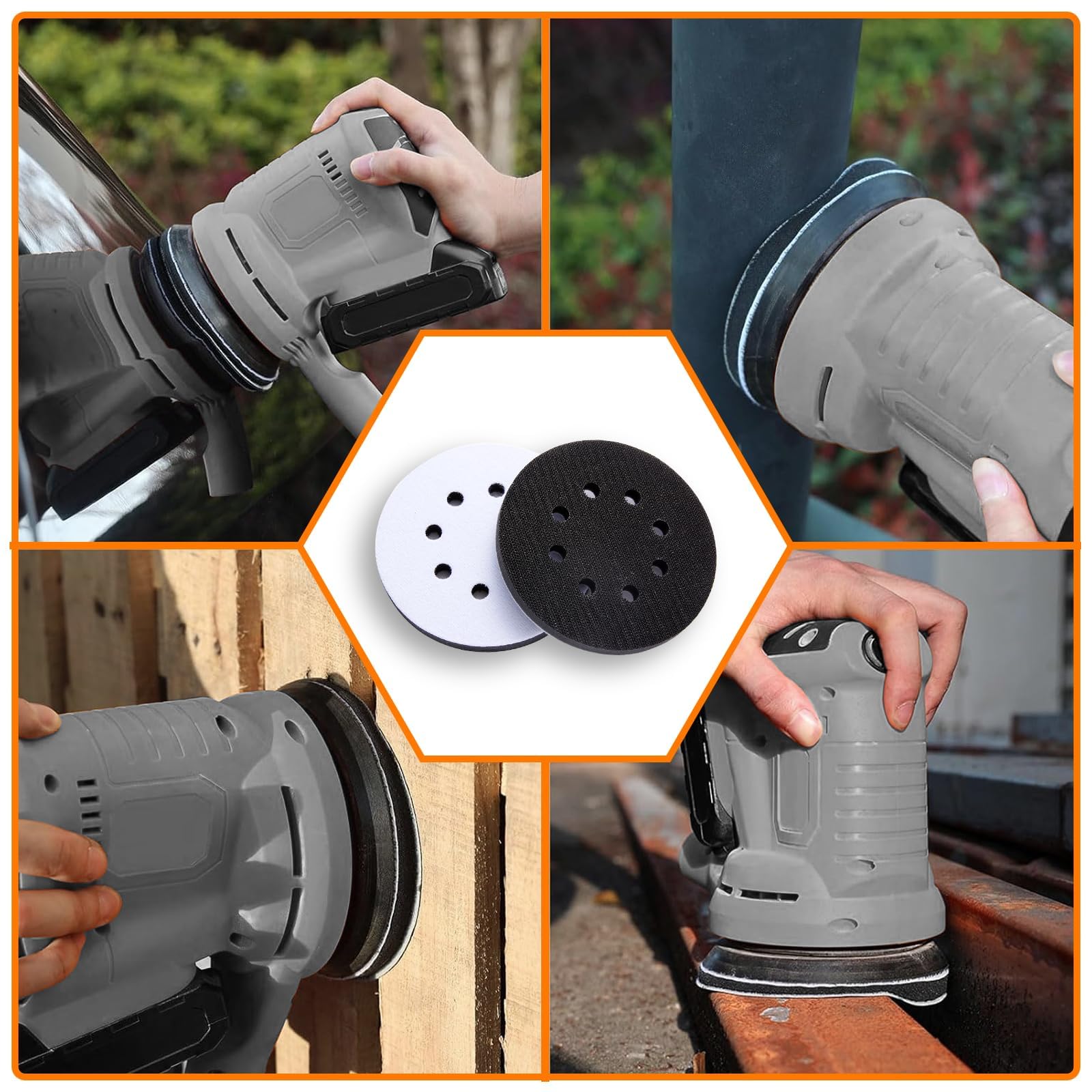 Foam Sanding Pads - 6 Pack for Orbital Sander -7 Foam Sanding Pads - 6 Pack for Orbital Sander -7