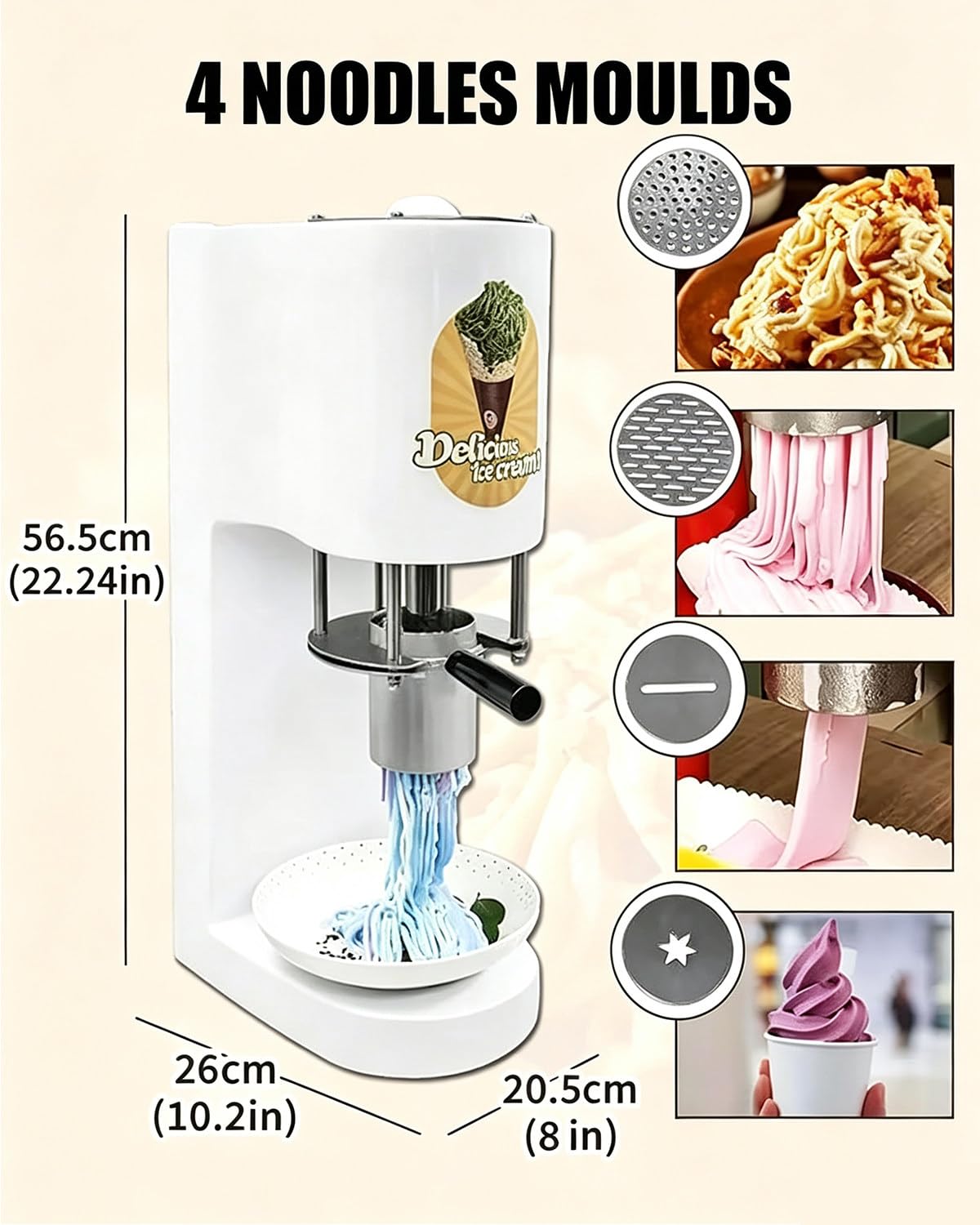 Heladera profesional Soft Serve, Máquina de Helados Comercial 80W White