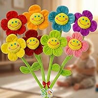 Tplay Bendable Stem Plush Flowers for Toddlers: Safe No-Poke Stuffed Smiley Toys for Girls Age 2-5, Anxiety Relief Gift