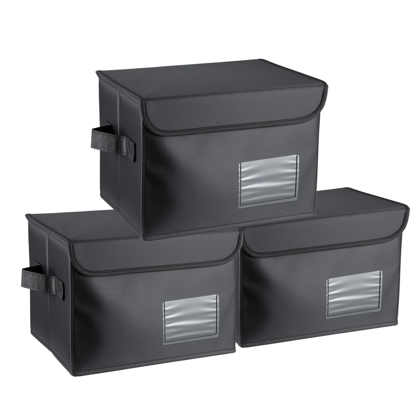 LN COZY CORNER 3PCS Vinyl Record Storage Box Holds 60 7-Inch Records Stackable Collapsible Records Case LP Organizer Crate with Dust-Proof Lid Portable Handle for Collecting Valuable Album