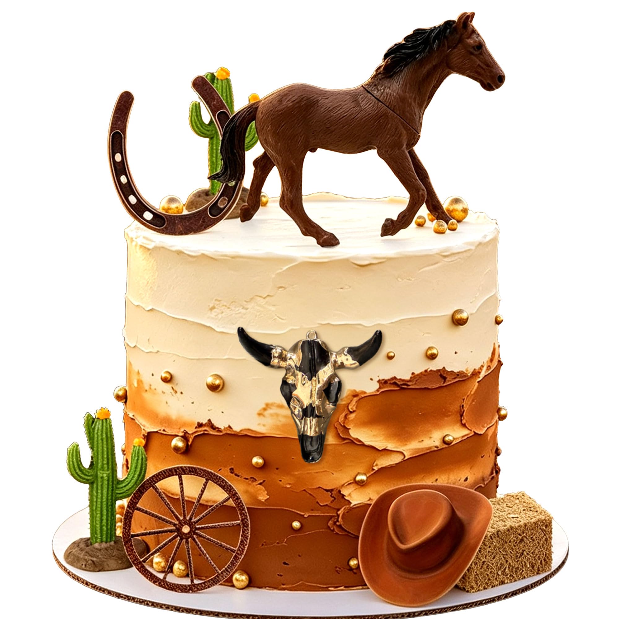 Western Horse Birthday Cake Decorations Set Happy Birthday Sign