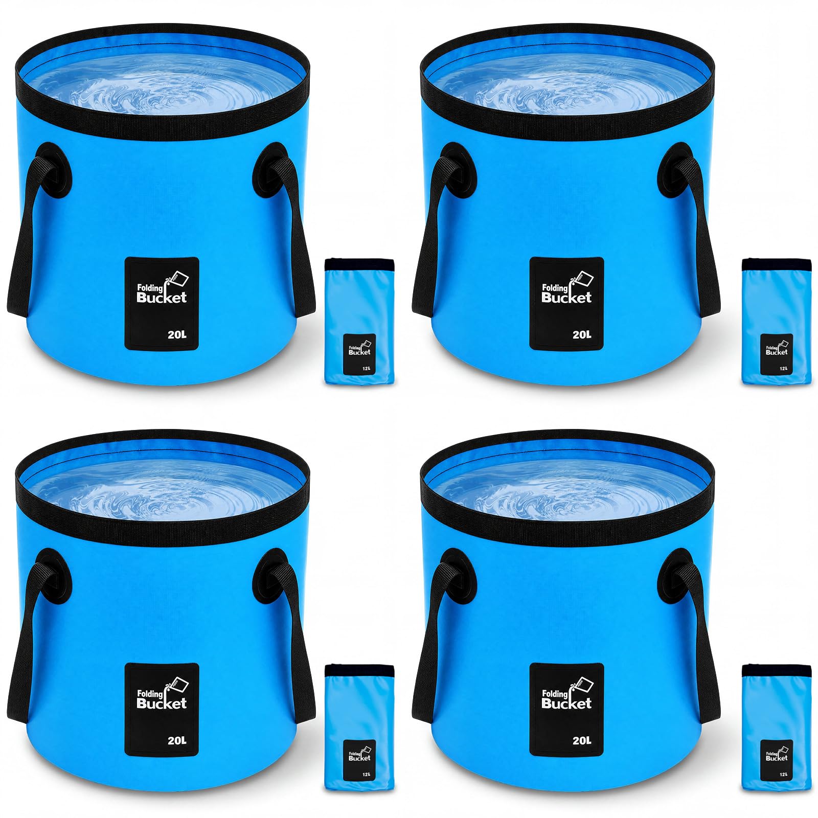 5 Gallon 4 Pack Collapsible Bucket,Blue