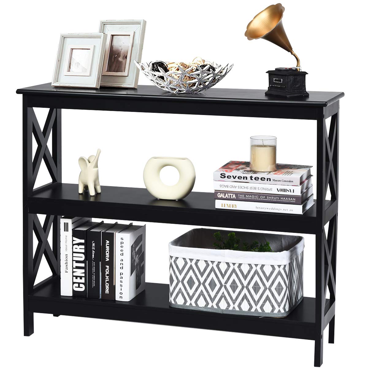 Abician Table Console Table d’Entrée, Meuble Console avec 1 Grand Tiroir et 2 Ét
