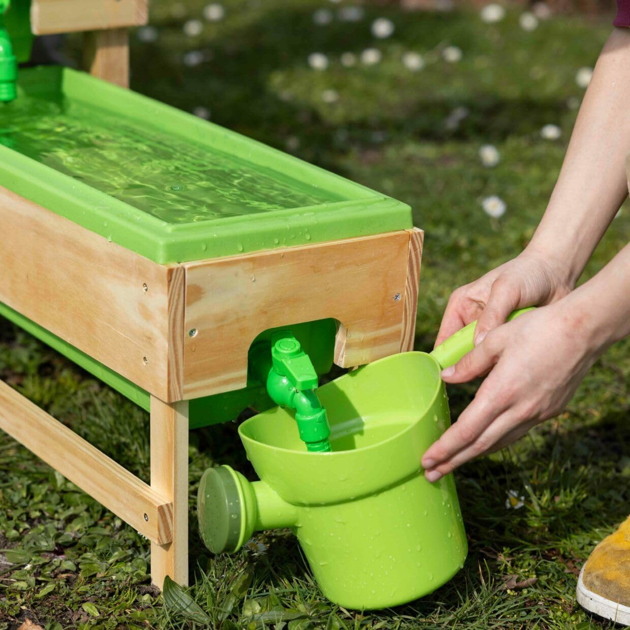 Esschert Design Kinder 3 Wassertische im Set Natur & Grün Gesamtlänge 152 cm - FSC® Holz
