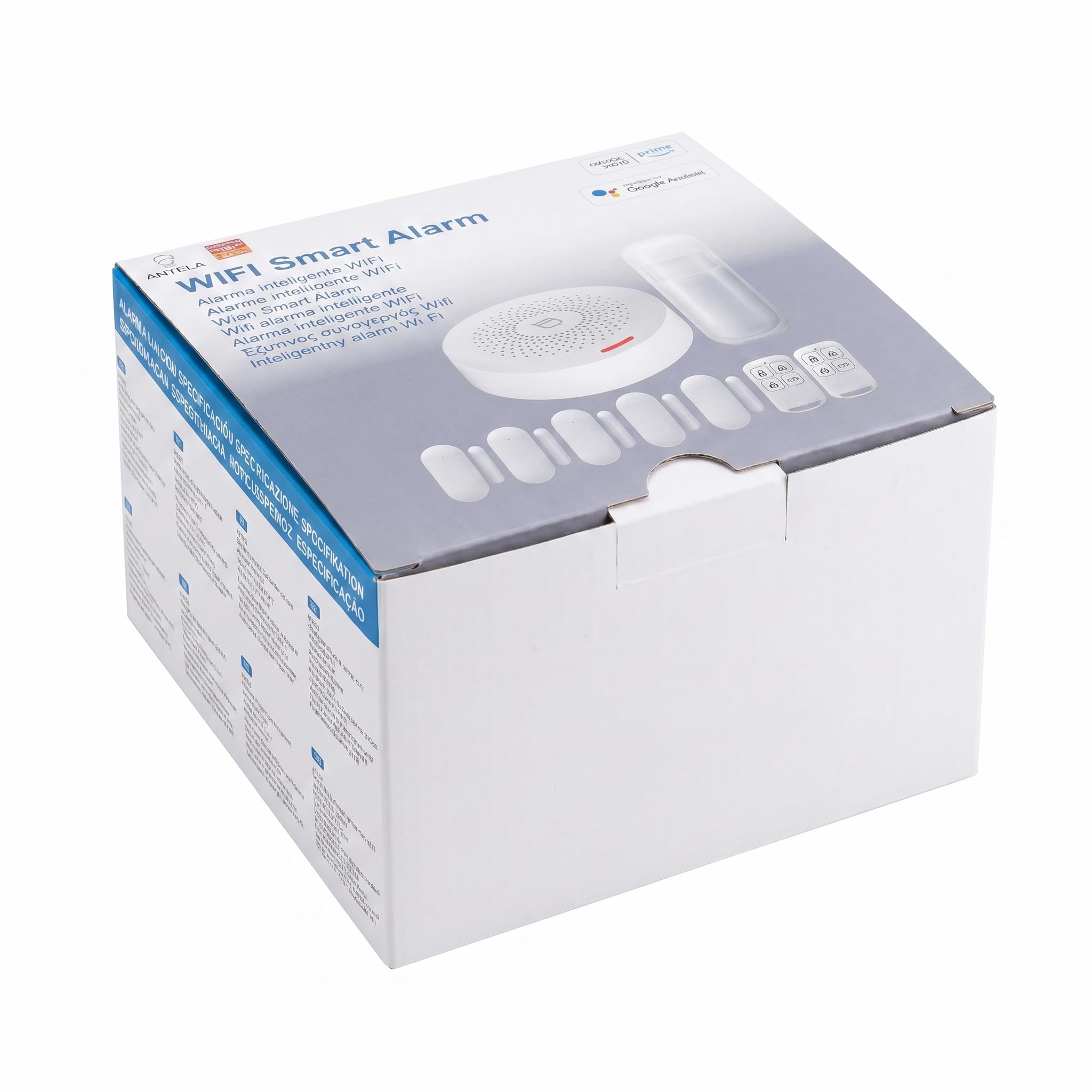 Sistema di Allarme Casa WiFi Smart ANTELA - Kit Completo Senza Fili con App SmartLife, 1 Centrale + 5 Sensori Porta/Finestra + 1 Sensore Movimento + 2 Telecomandi, Compatibile con Alexa e Google Home