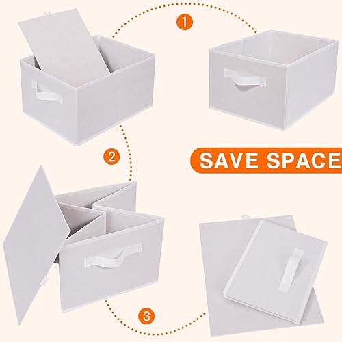 Miniatura 10 de JAKAGO Juego de 4 cestas de almacenamiento de tela rectangulares con asa, organizador plegable de armario para ropa, toallas, juguetes, libros,