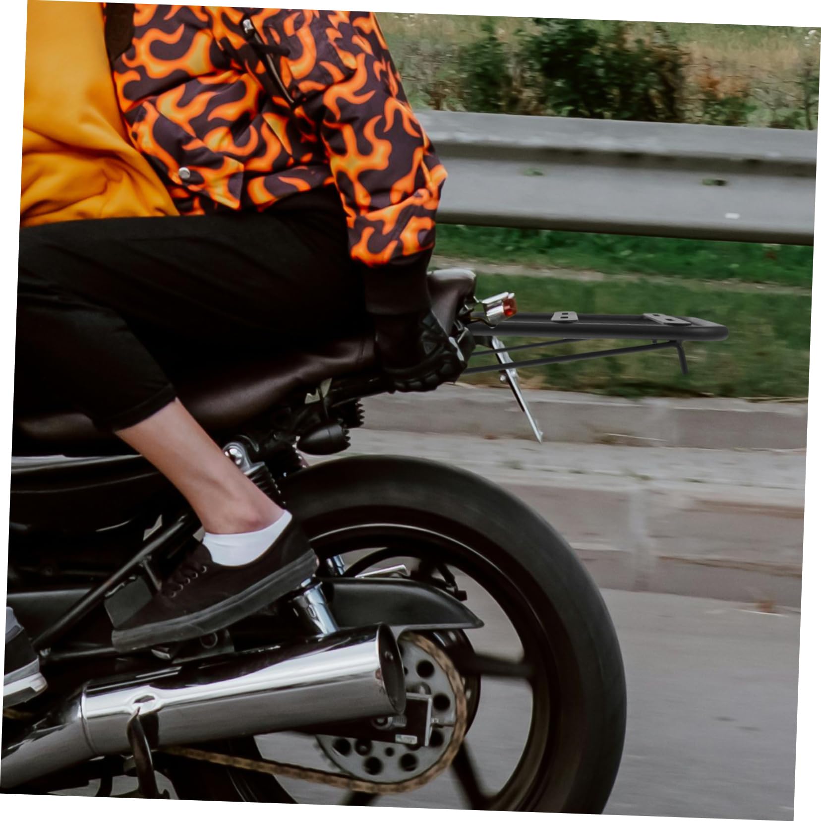 Portapacchi Stabile Posteriore in Ferro Nero Multiuso per Veicoli a Due Ruote, Scooter Elettrico, per Trasportare Bagagli e Attrezzatura Extra