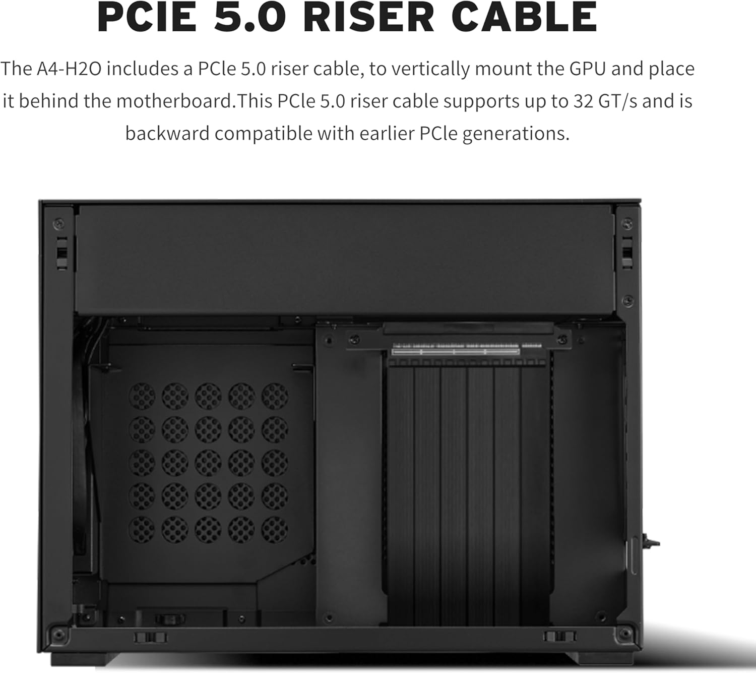 Lian Li A4-H2OX5 Mini-ITX PC Case, Triple-Slot Mount GPU, Aluminum Exterior & SPCC Steel Interior, 240mm AIO, SFX Sandwich Layout, PCIe 5.0, Supports SFX/SFX-L PSU - A4H2OX5 Black