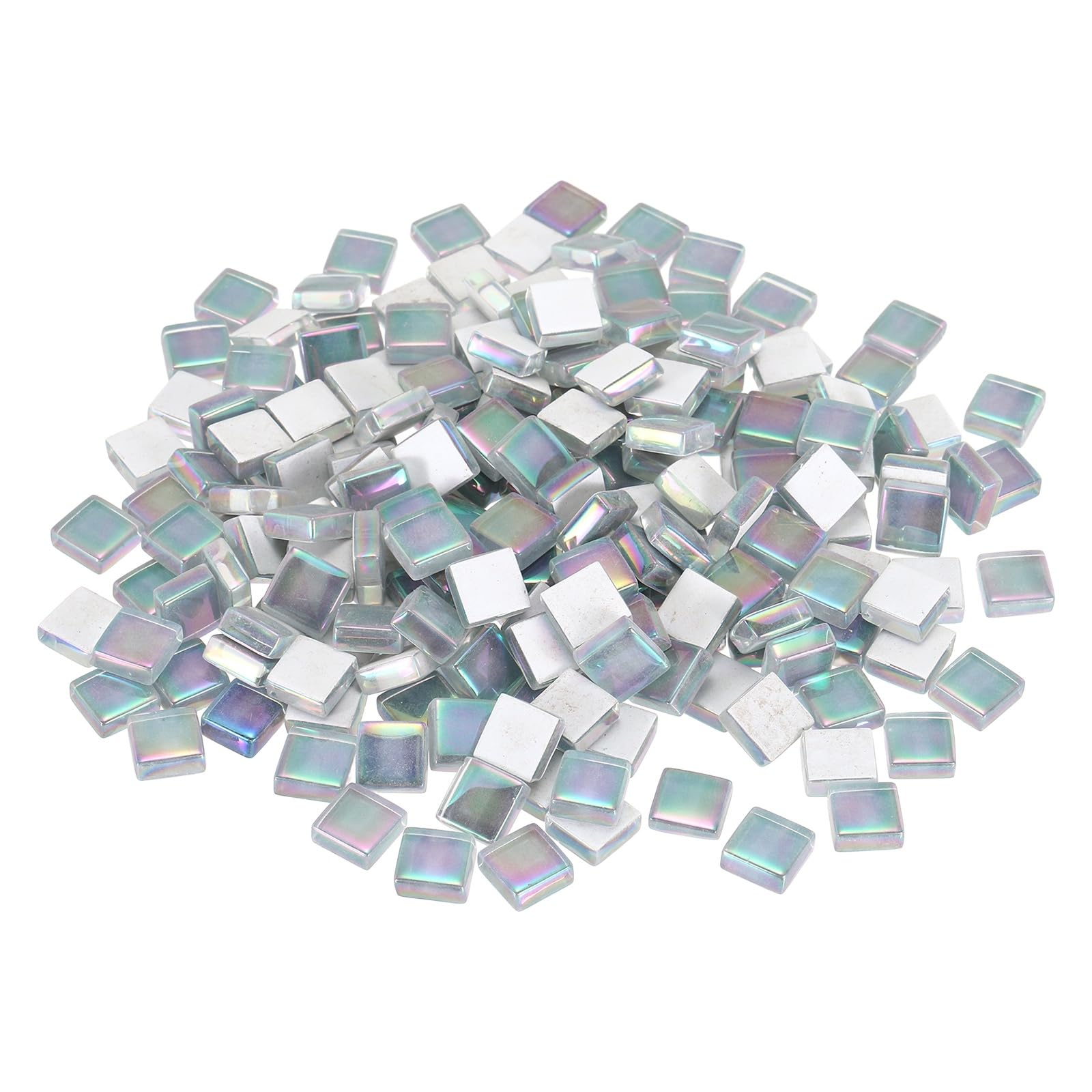sourcing map Mosaic Tiles, 1 x 1cm Micro Glass Tiny Mini Mosaic Tile DIY Hobbies Handmade Crystal Free Stone Craft Material Creativity (AB Light Grey Pack of 200)