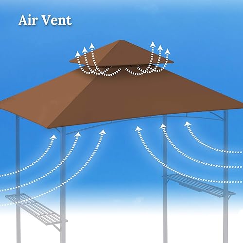 Miniatura 7 de BenefitUSA Toldo de repuesto de doble nivel solo para cenador de barbacoa de 8 x 5 pies, toldo de repuesto para parrilla al aire libre (borgoña)