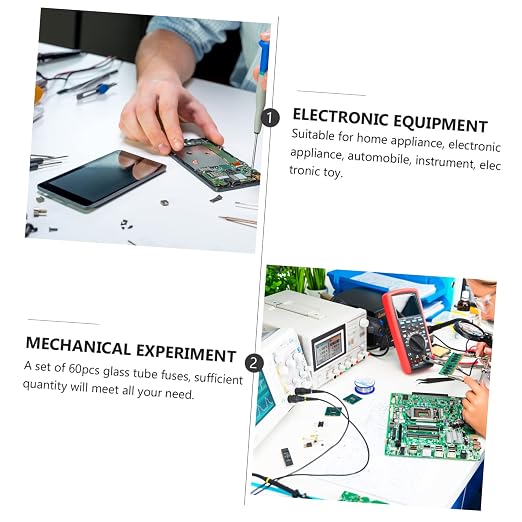 Kit de 60 fusibles de vidrio de acción rápida TEHAUX para protección contra sobrecorriente en electrodomésticos, electrónica y automoción miniatura 5