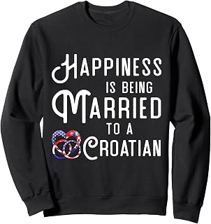 Croatian Flag Wedding Rings Heart Marriage Croatia Sweatshirt
