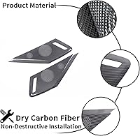 Vista 2 de Cubierta de altavoz de puerta lateral de automóvil compatible con Chevrolet Corvette C8 2LT 3LT 2020-2023 fibra de carbono real, 2 piezas, Negro