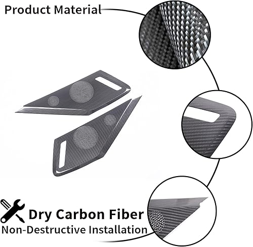 Miniatura 2 de Cubierta de altavoz de puerta lateral de automóvil compatible con Chevrolet Corvette C8 2LT 3LT 2020-2023 fibra de carbono real, 2 piezas,