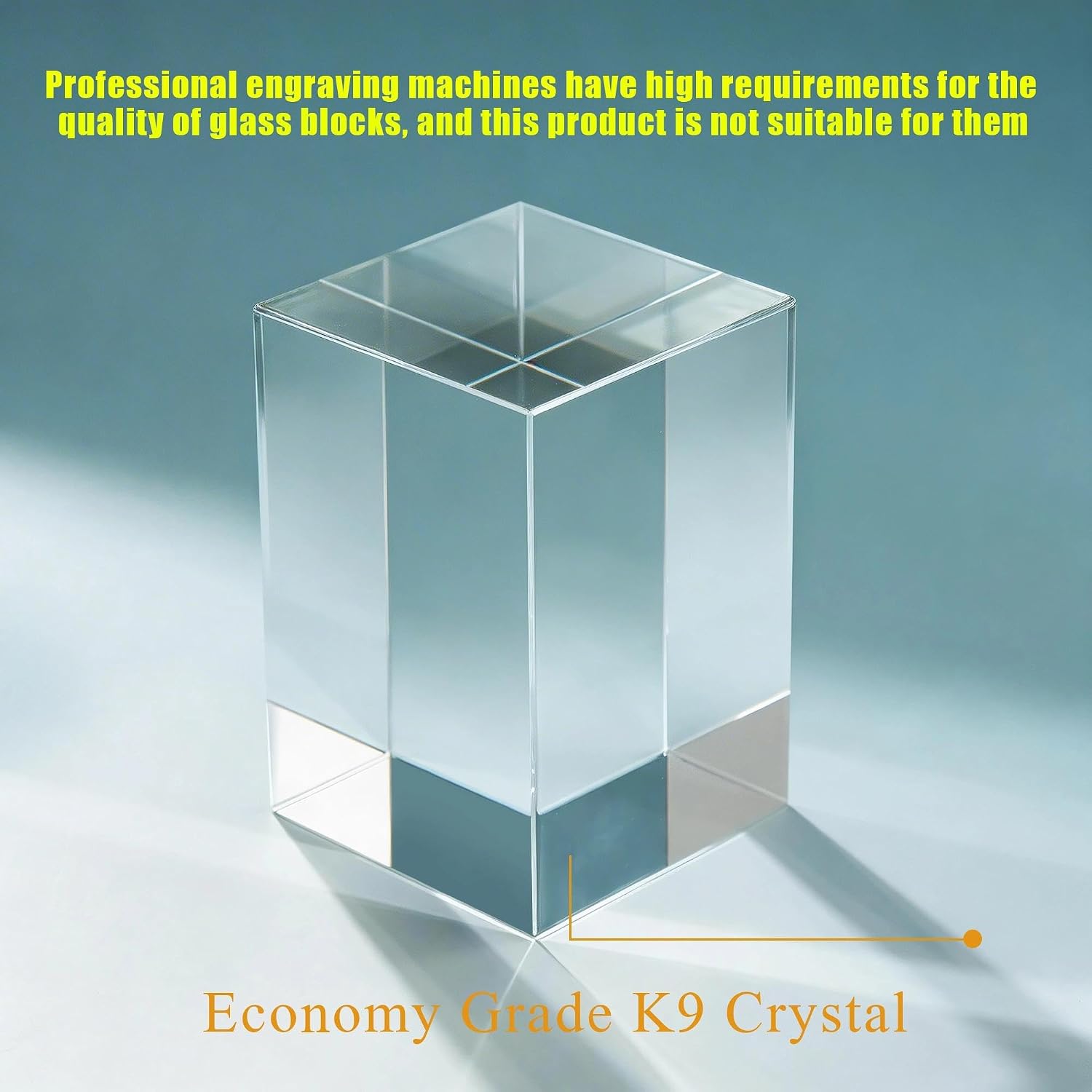 Economy K9 Crystal Blank Blocks for Inner Laser Engraving, 2.36x2.36x3.54 inch Cube, Crystal for 3D UV Engraving