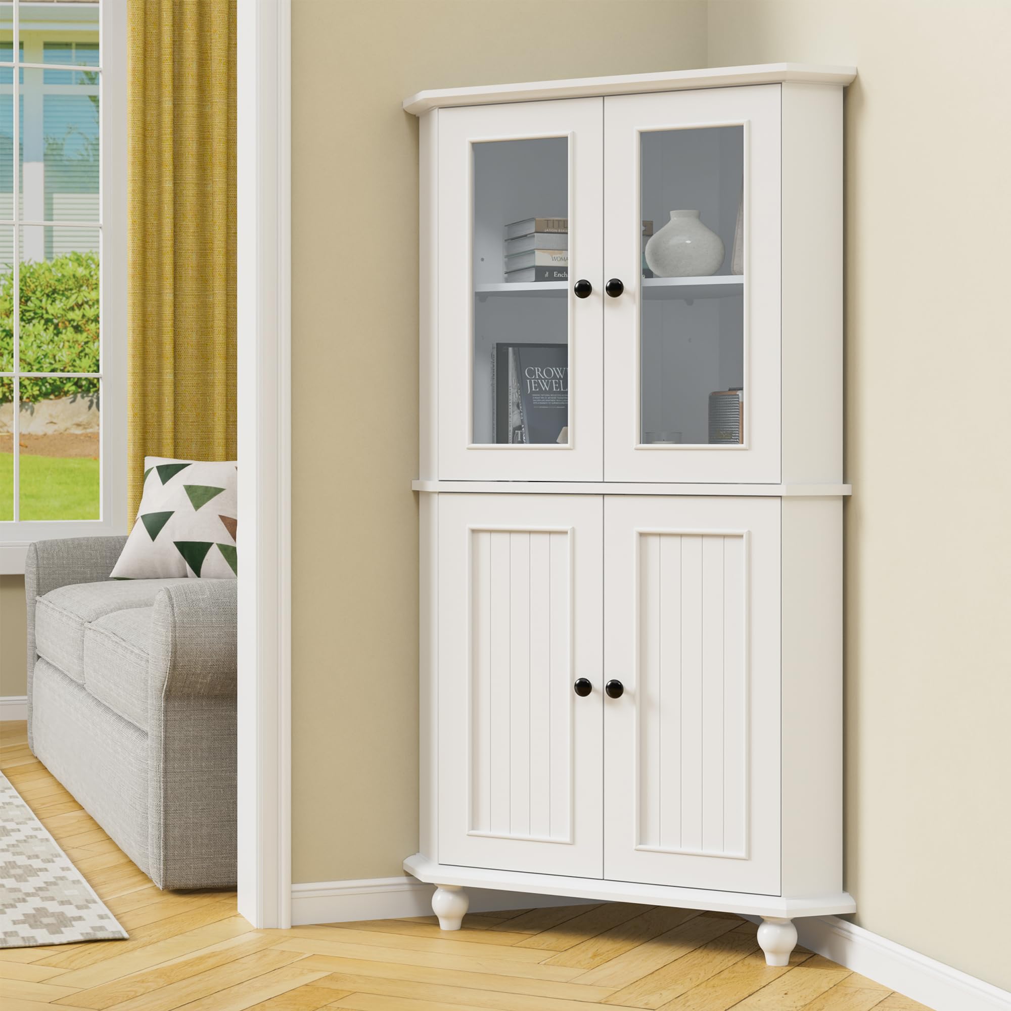 Amazon.com: Anbuy White Vintage Corner Cabinet Corner