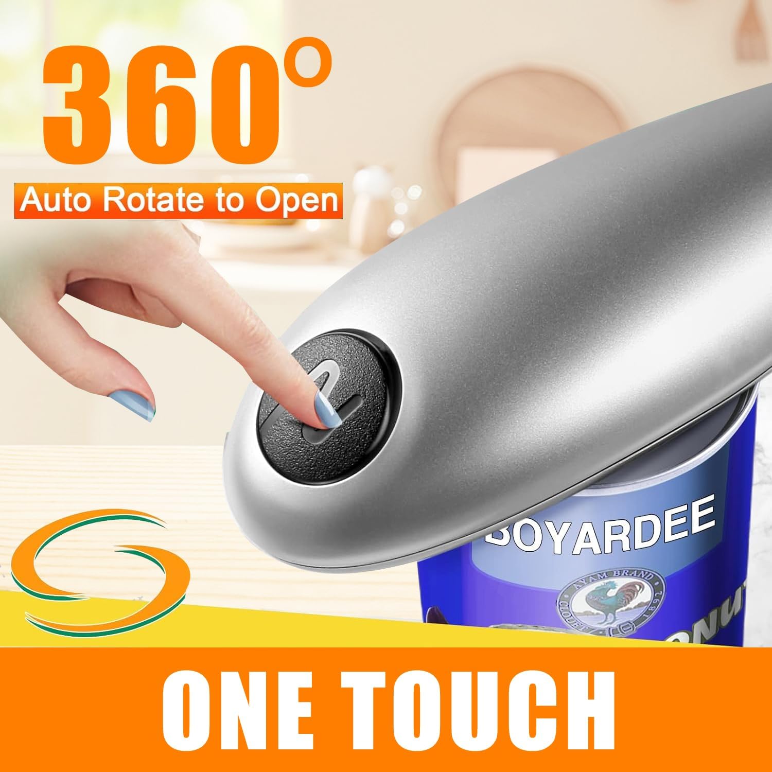 Electric Can Opener, Open Your Cans with A Simple Press of Button - Automatic, Hands Free, Smooth Edge,Can Opener Electric for Home Kitchens and Seniors,Battery Operated (Silvery), undersize