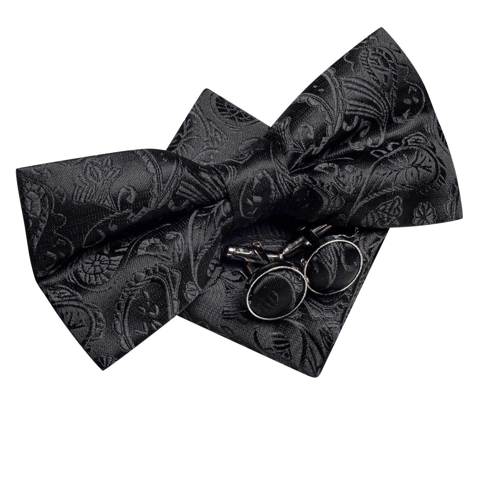 Conjunto de gemelos y pañuelo con pajarita for hombre preatados seda