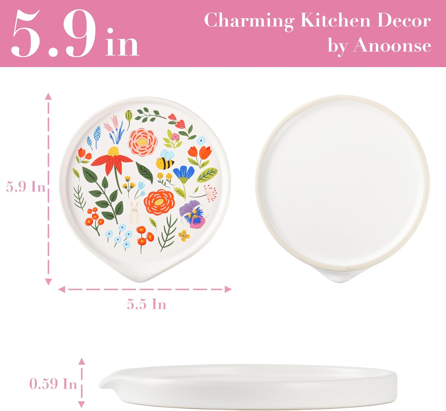 Ceramic Spoon Rest for Stove Top Cute Spoon Rest for Kitchen Counter image 3