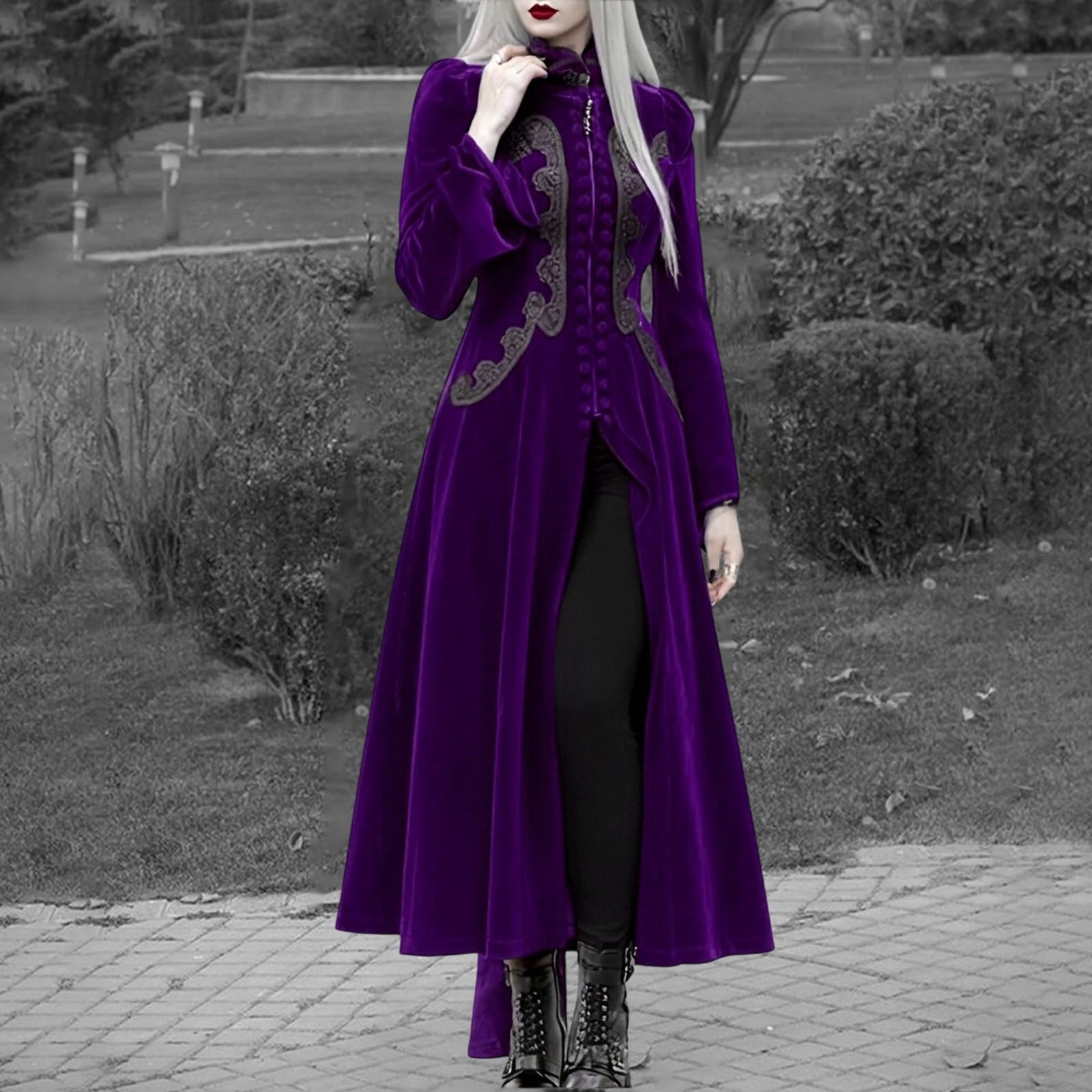 Robe gothique médiévale à manches longues pour femme - Style gothique - Pour Halloween, cocktail, fête, steampunk, gothique, victorien, vintage, manteaux Klieder