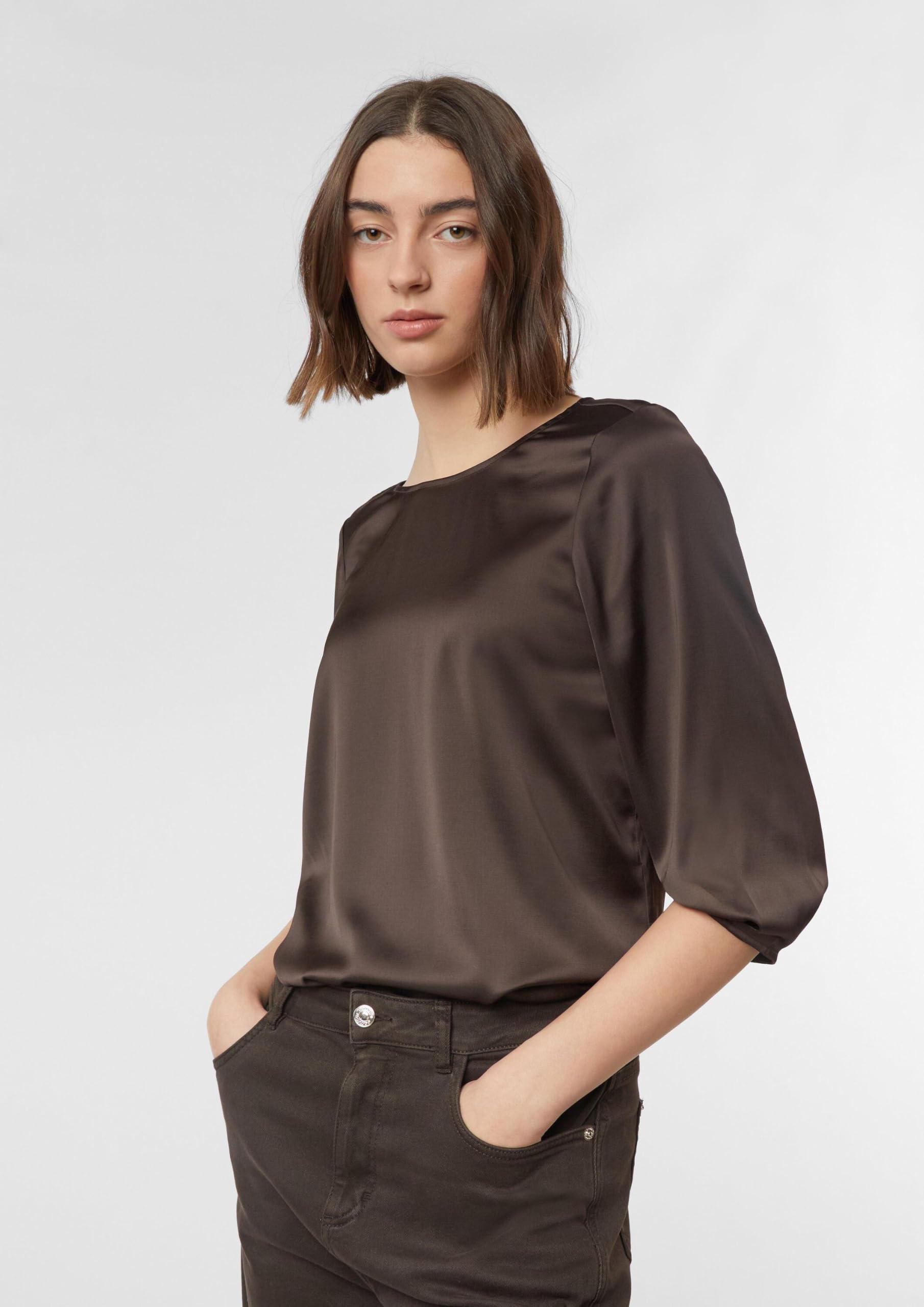 Comma Satinbluse mit 3/4-Ärmeln