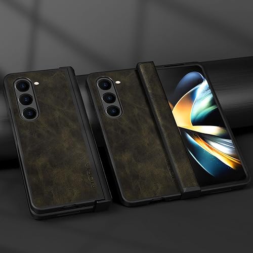Miniatura 2 de Funda para Samsung Galaxy Z Fold 5, funda de cuero premium con diseño retro, funda protectora completa para Samsung Z Fold 5 Fold5 5G (oliva)