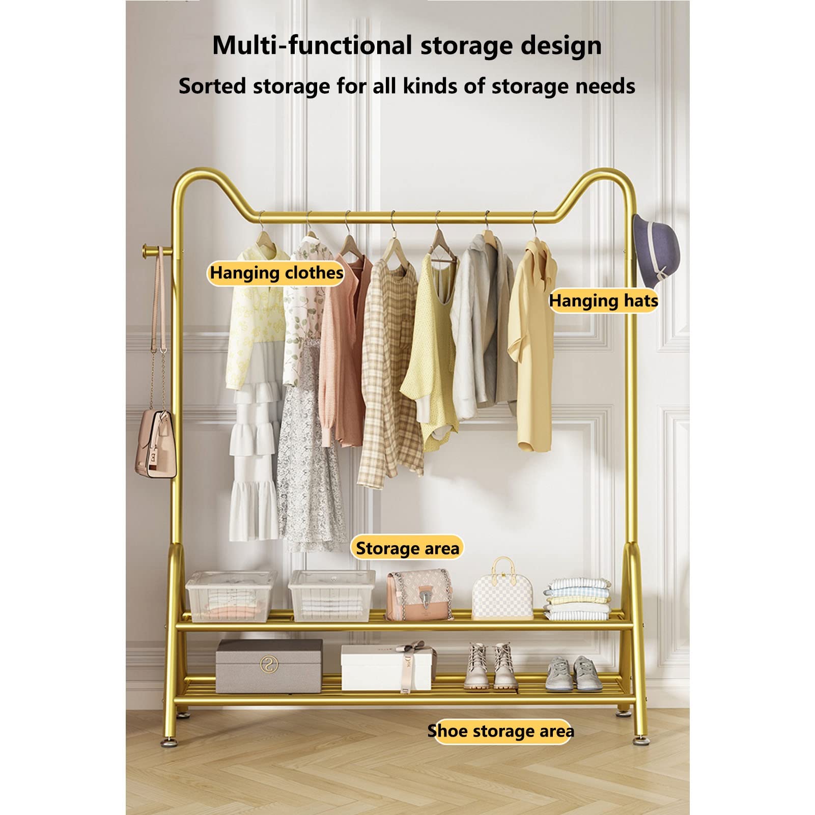 Heavy Du Metal appendiabiti Hanr - Appendiabiti autoportante con ripiani a 2 ripiani per camera da letto Sto - Slish d h 150 cm Multi-Function Garment nizer
