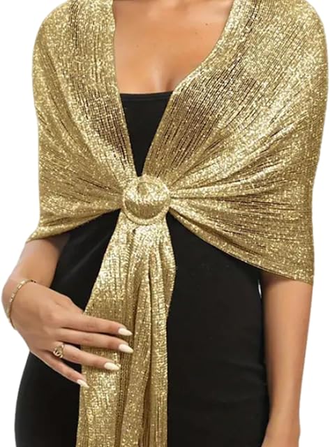 Châles métalliques pétillants et enveloppes avec boucle pour les femmes Châle Soirée de mariage