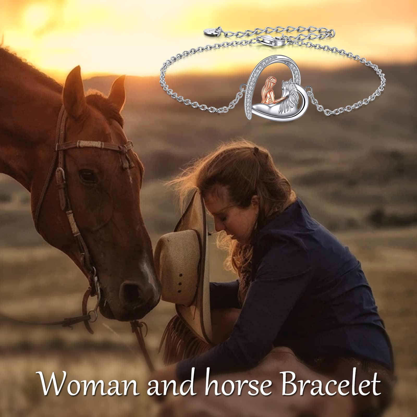 YAFEINI Bracciale Regolabile con Cavallo in Argento Sterling 925 per Regali di Gioielli per Cavalli da Donna