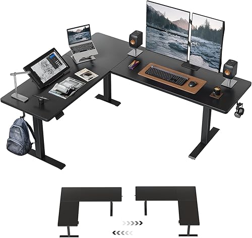 Miniatura 62 de Cubiker Escritorio de pie en forma de L – Escritorio eléctrico de altura ajustable de 63 x 55 pulgadas, mesa ergonómica para sentarse de pie con 3