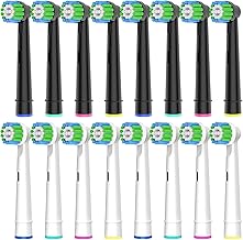 Pack of 16 Replacement Toothbrush Heads Compatible with Oral B Replacement Heads, Professional Replacement Heads Suitable for Oral B Electric Toothbrushes, 8 White and 8 Black