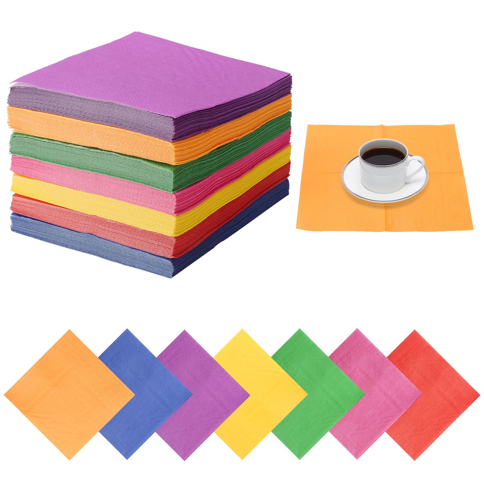 Tovaglioli Di Carta Colorati - 140 Pezzi, 25x25cm, 2 Strati, Assorbenti, Per Feste E Compleanni - Foto 2