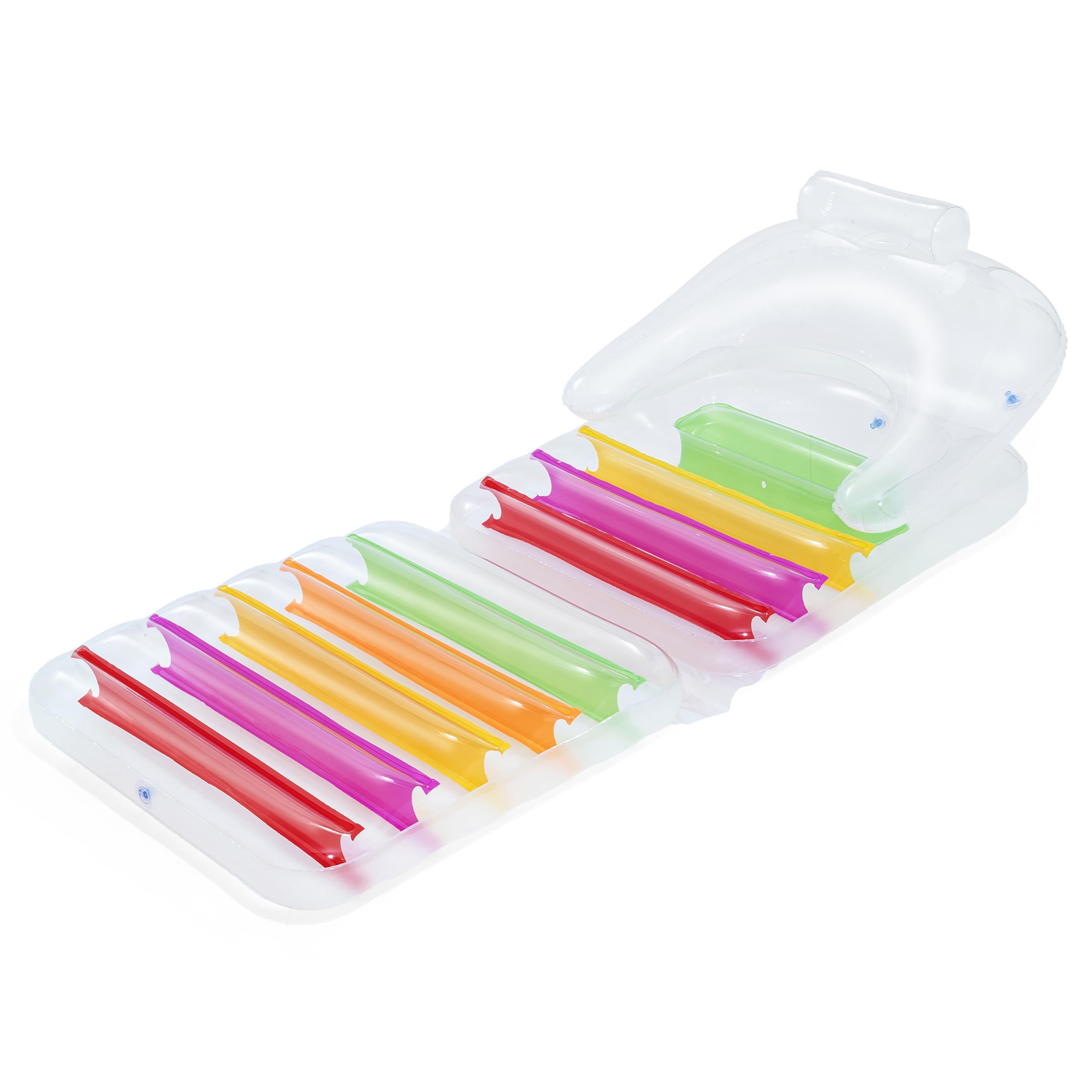Luftmatratze Sommerfarben mit Rückenlehne und klappbarem Fußteil - 201 x 89 cm, Strapazierfähiges PVC, I-Beam-Konstruktion, Buntes Design, Für 1 Person