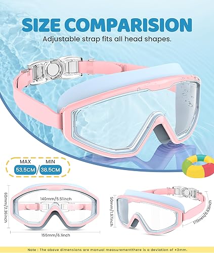 Miniatura 4 de Gafas de natación para niños, gafas de natación para niños, 3 unidades de gafas de natación de agua para niños y niñas, antivaho UV400