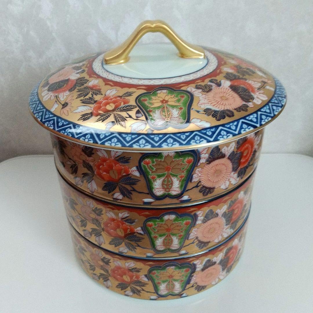 Amazon.co.jp: 其泉作 古伊万里 三段重 重ね鉢 有田焼 極錦 金彩  