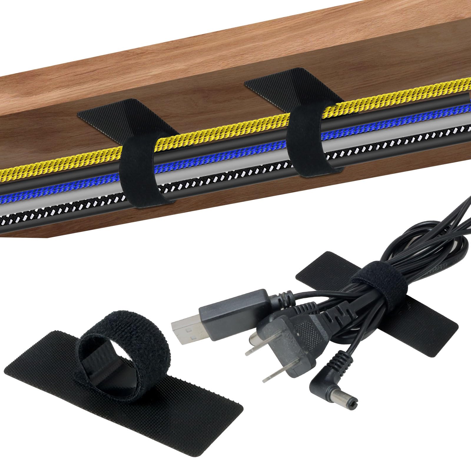 Bcautay Klettverschluss Kabelhalter, Klettband Selbstklebend, Kabelhalter Selbstklebende Ladekabel für Schreibtisch Ladekabeln Nachttisch Büro