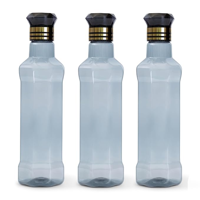 HW HomeWiz Kitchen Plastic Water Bottle I Water Bottle 1 Ltr | Ideal For Kitchen Home Office Travel Small Fridge For Room Gym| Unbreakable & Leak Proof I BPA Free | Set Of 3 Water Bottles, Blue