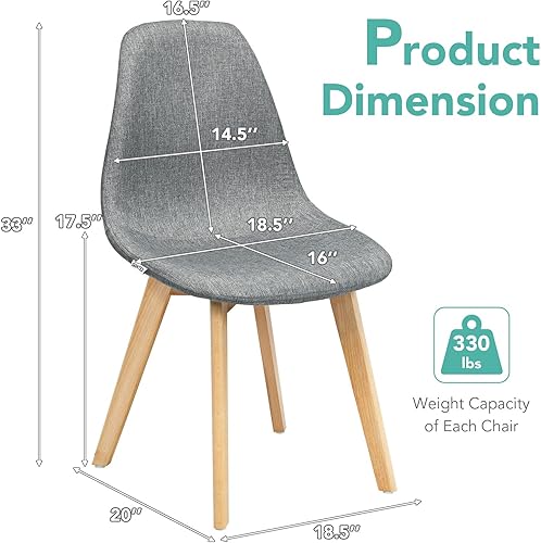 Miniatura 6 de giantex - juego de 4 Sillas de comedor con patas de madera diseño moderno