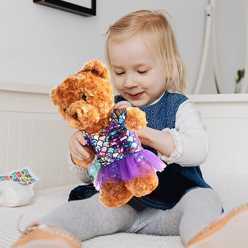 Miniatura 3 de Juego de 2 ropa de oso de peluche de verano que se adapta a la mayoría de los niños de 14 a 18 pulgadas, traje de peluche de oso de peluche para