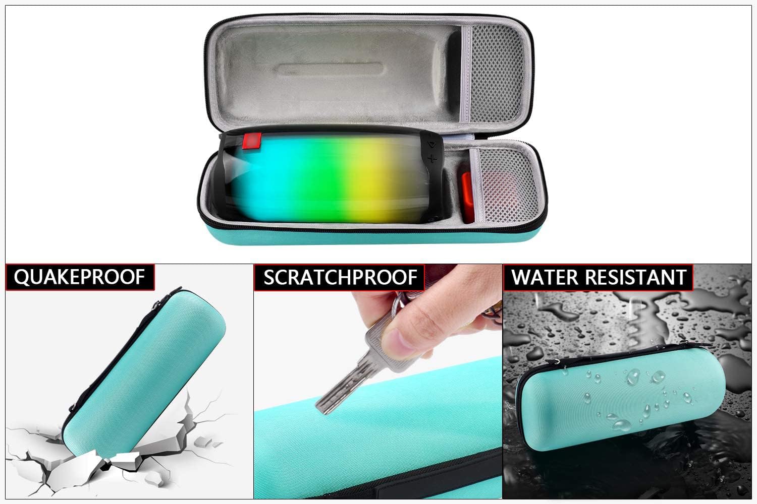 Case Compatibel with JBL Charge 3 / for JBL Pulse 4 Waterproof Portable Wireless Speaker. Fits USB Cable and Charger Adapter. [ Speaker is Not Include ]