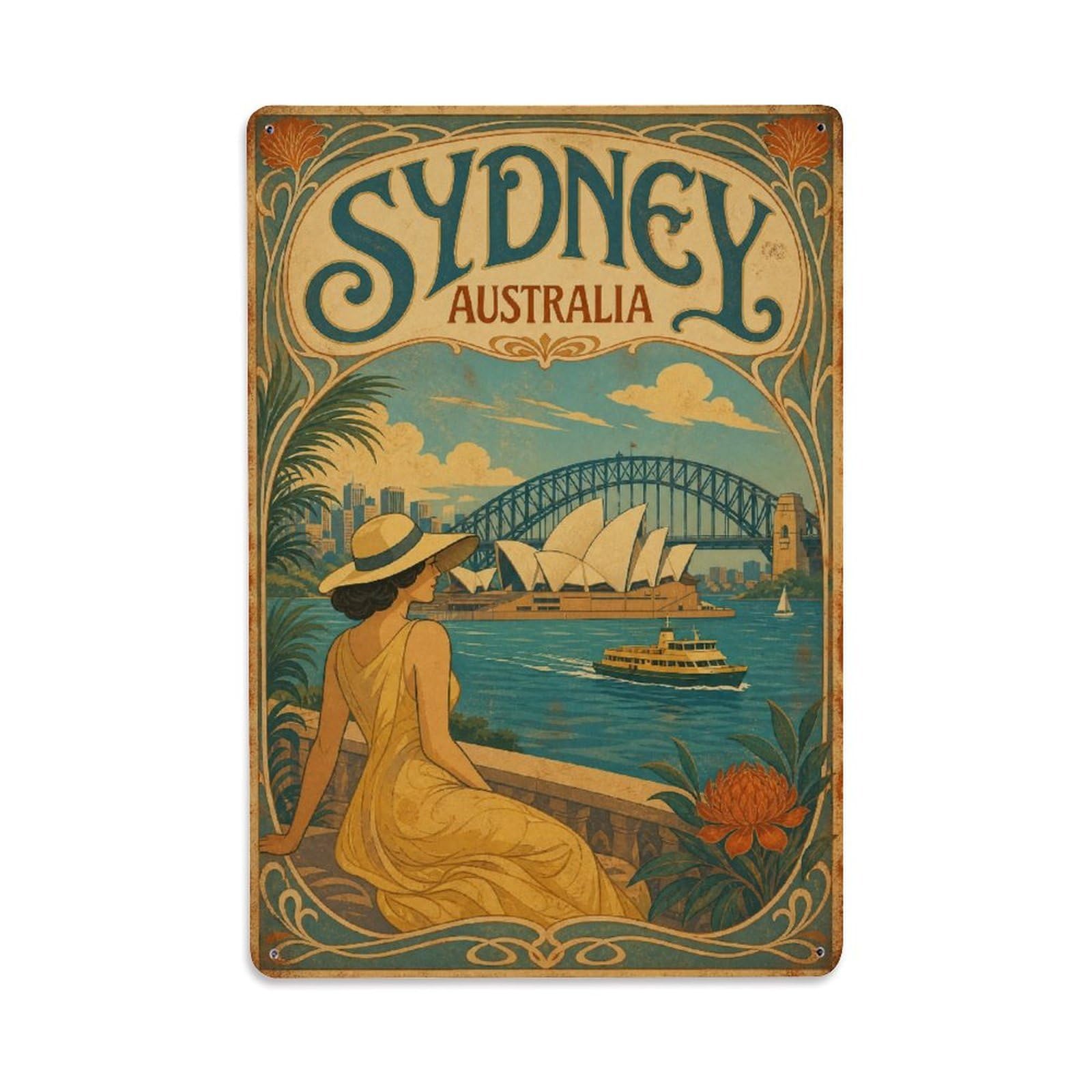 Sydney Australia Coastal Escape Heritage Travel Metal Tin Sign