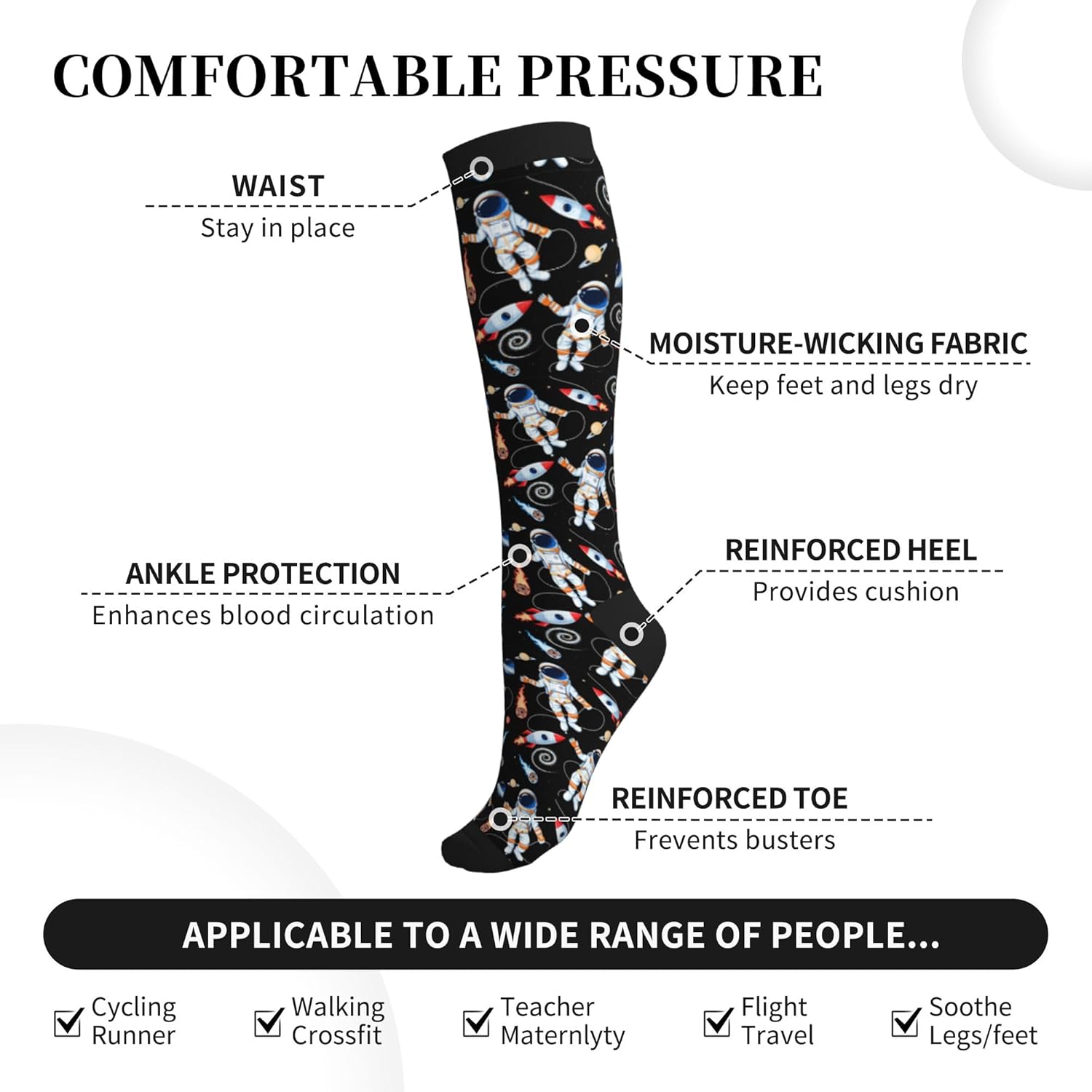 Duck Compression Socks Women and Men 15-20mmHg-Circulation Support Socks for Athletic Running Cycling - Image 5