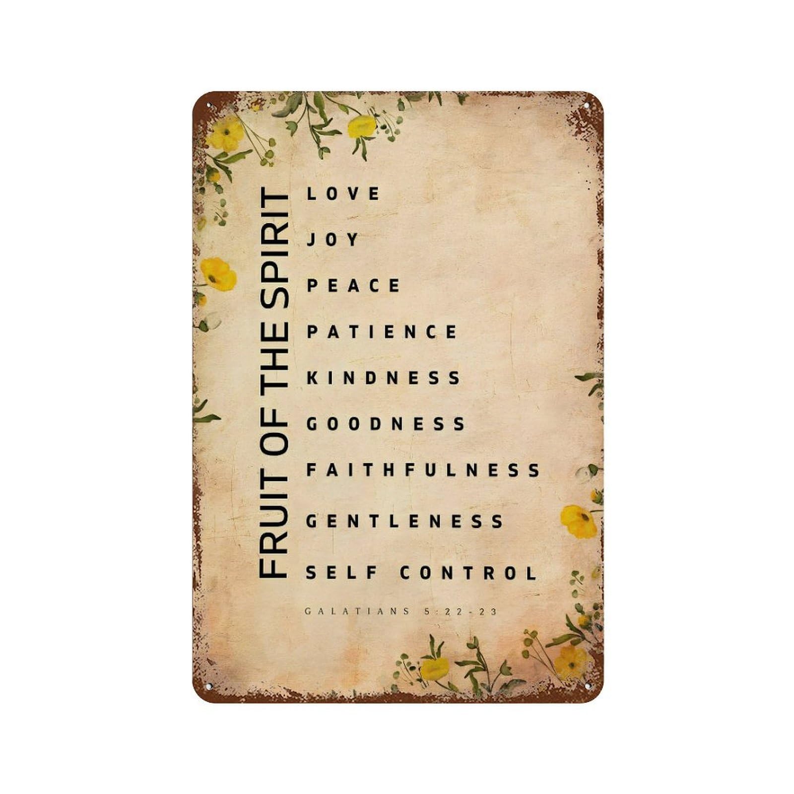 xiaoxiaoshen Bible Verse Wall Art Galatians 5 22-23 Wall Decor Art Metal Tin Poster Modern Home Decor Art Home Bar Shop Decorations Vintage Sign 30x20cm