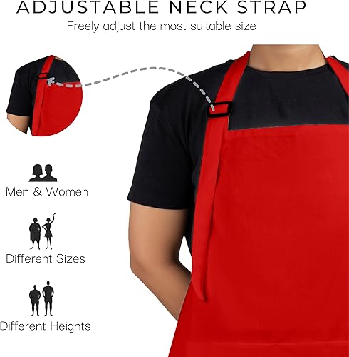 Miniatura 9 de RAJRANG BRINGING RAJASTHAN TO YOU Delantales de algodón con 3 bolsillos para hombres y mujeres de 35 x 27 pulgadas para cocinar, salón, artista