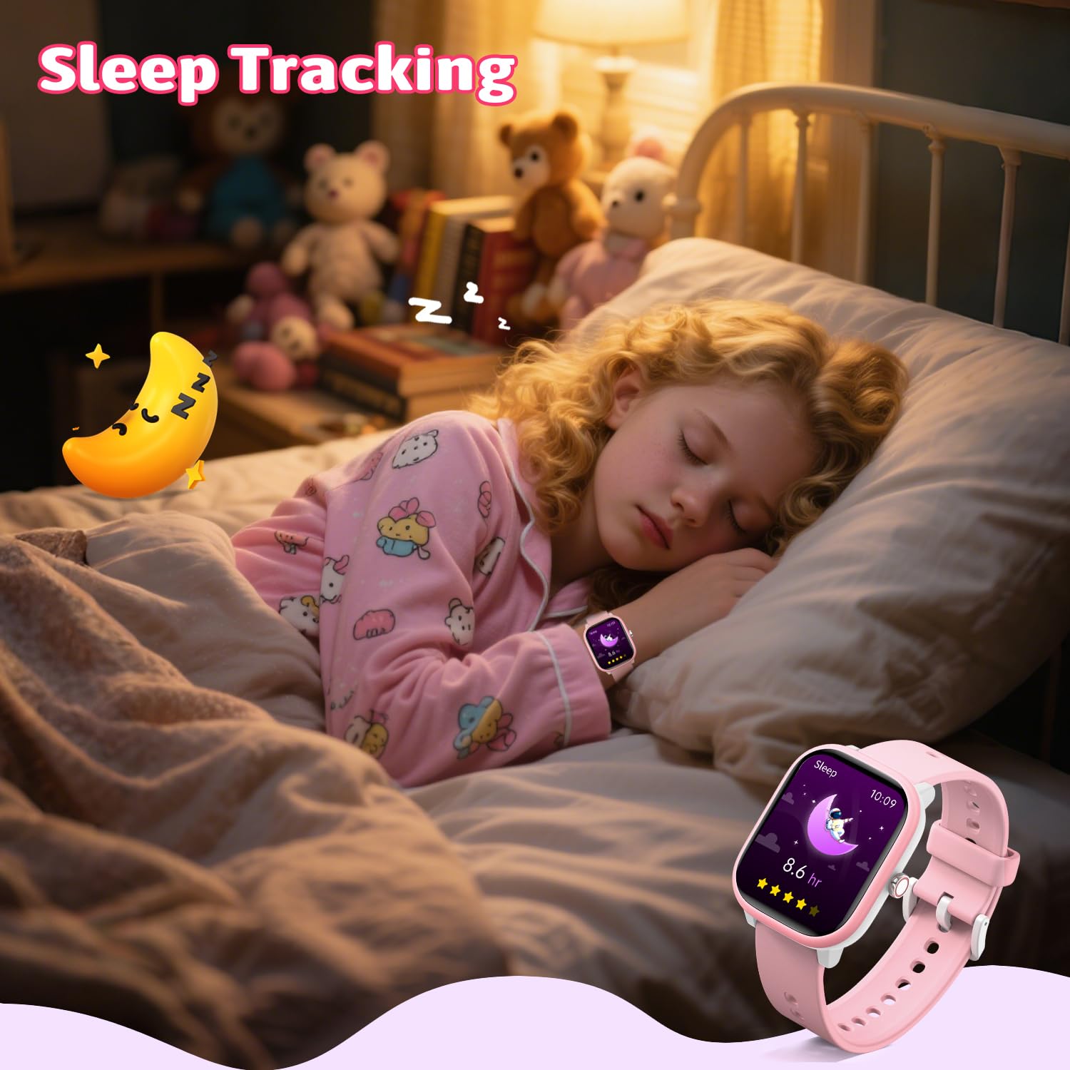 Fikami Montre Intelligente pour Enfants Filles garçons Pas d'APP Pas de téléphone nécessaire, 1,83" Fitness Tracker Sport Montre, fréquence Cardiaque,Compteur de Pas,16 jeuxpour Filles garçons 6-16