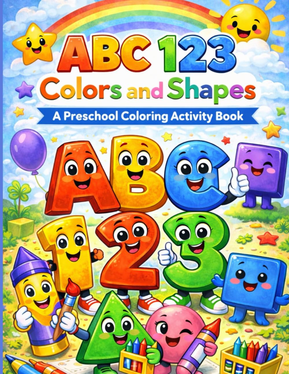 ABC 123 Colors and Shapes: A Preschool Coloring Activity Book