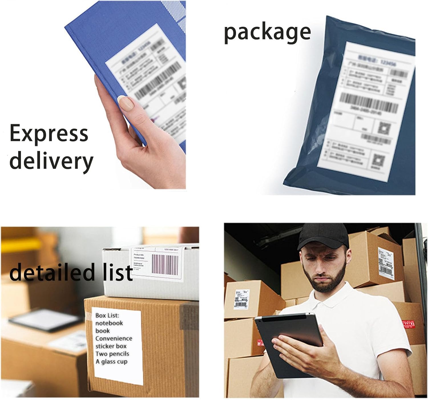 Shipping Labels, 2 Pack x 500Pcs 4” x 6” Thermal Shipping Label Waterproof Fan-fold Thermal Ptinter Labels for E-Commerce, Office, Express, Home Use