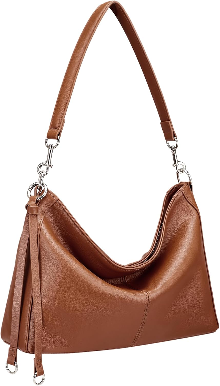 befen Genuine Leather Hobo Bags for Women, Anti Theft Soft Leather Shoulder Handbags Purses Lightweight Crossbody Bags