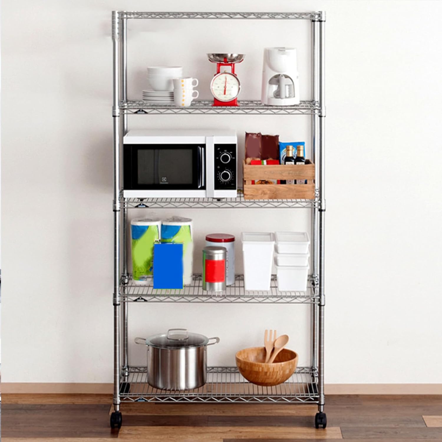 YXSNG] レンジ台上 ラック シルバー キッチンラック シェルフ スチール